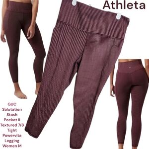 Athleta Women Salutation Stash Pocket II Textured 7/8 Tight Powervita Legging M